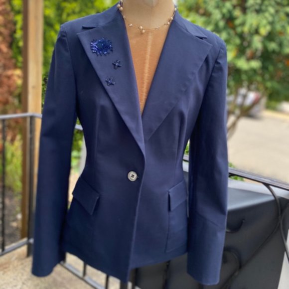 Piazza Sempione Navy Sz 44  Blazer - Picture 2 of 5